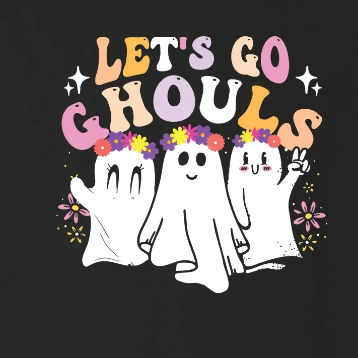 Groovy Lets Go Ghouls Cute Ghost Halloween Spooky Season Toddler Long Sleeve Shirt