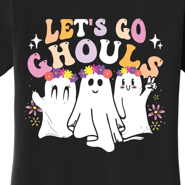 Groovy Lets Go Ghouls Cute Ghost Halloween Spooky Season Women's T-Shirt