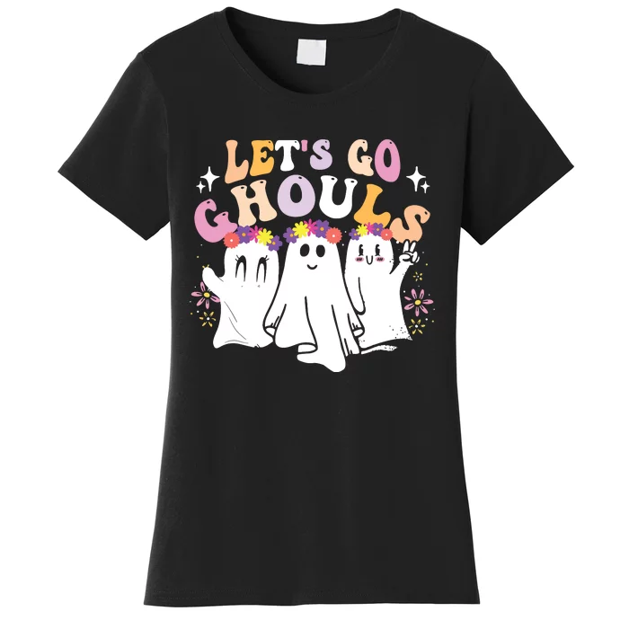 Groovy Lets Go Ghouls Cute Ghost Halloween Spooky Season Women's T-Shirt