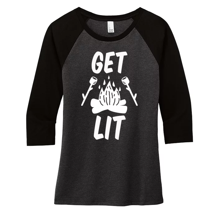 Get Lit Gift Women's Tri-Blend 3/4-Sleeve Raglan Shirt