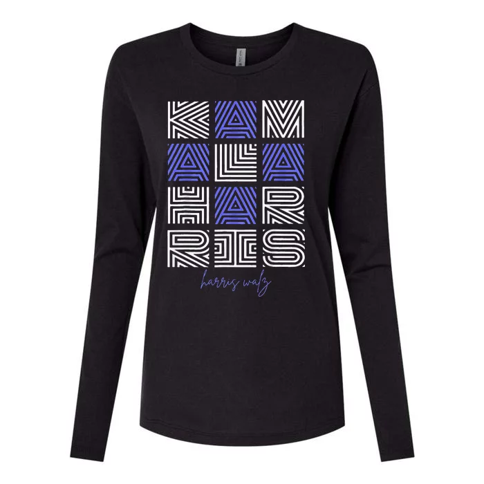 Geometry Lettering Womens Cotton Relaxed Long Sleeve T-Shirt