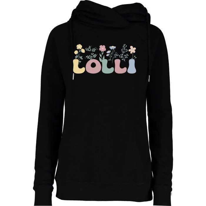 Groovy Lolli Grandmother Flowers Lolli Grandma Womens Funnel Neck Pullover Hood