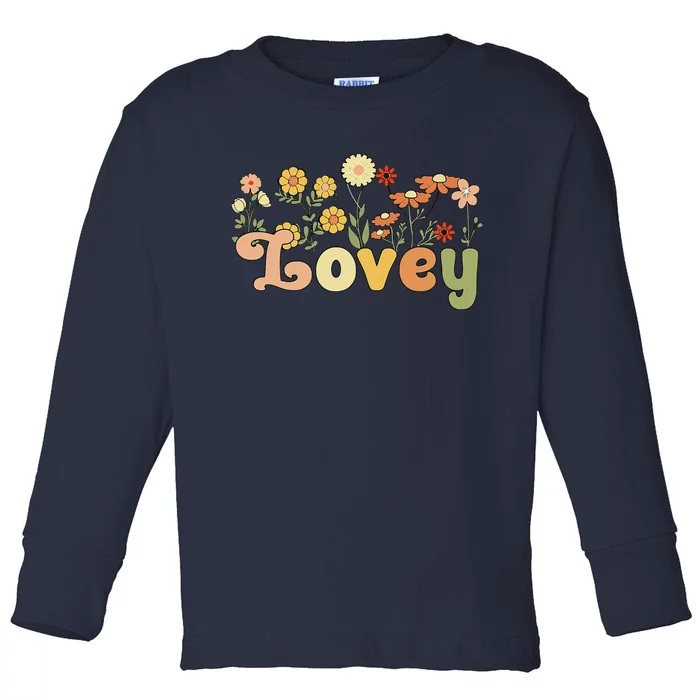 Groovy Lovey Grandmother Flowers Lovey Grandma Toddler Long Sleeve Shirt