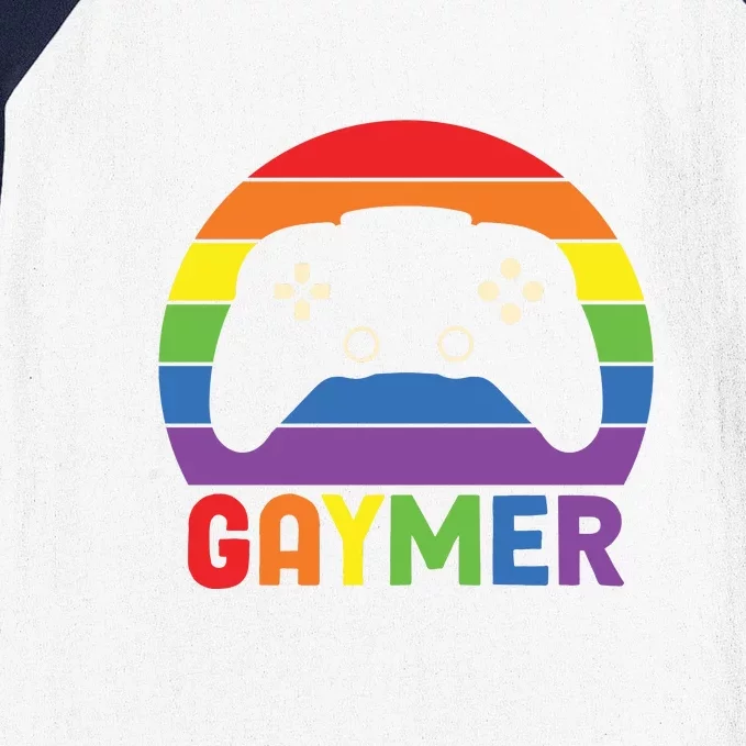 Gaymer LGBT Gamer Rainbow Flag Pride Month Gift Baseball Sleeve Shirt