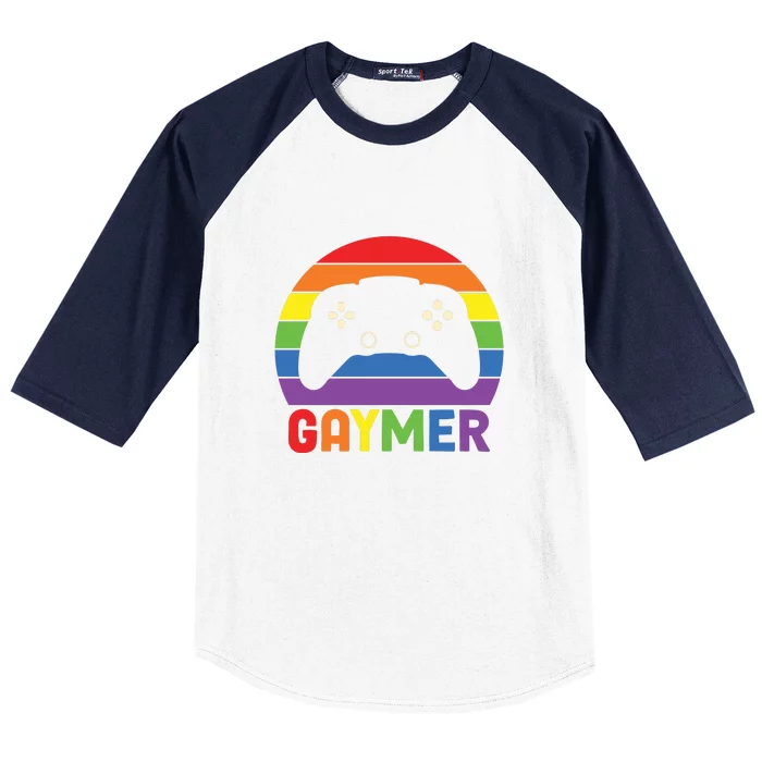 Gaymer LGBT Gamer Rainbow Flag Pride Month Gift Baseball Sleeve Shirt