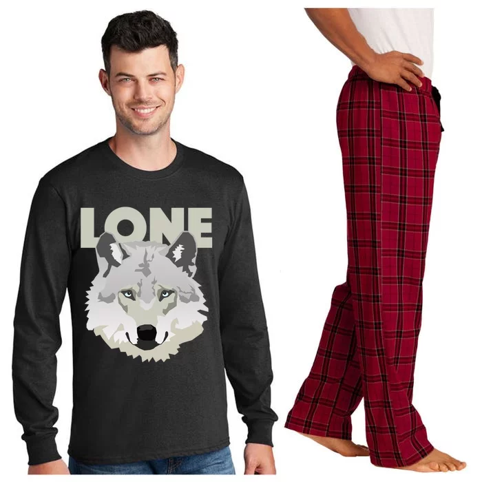 Graphic Lone Grey Wolf Sigma Male Gift Long Sleeve Pajama Set