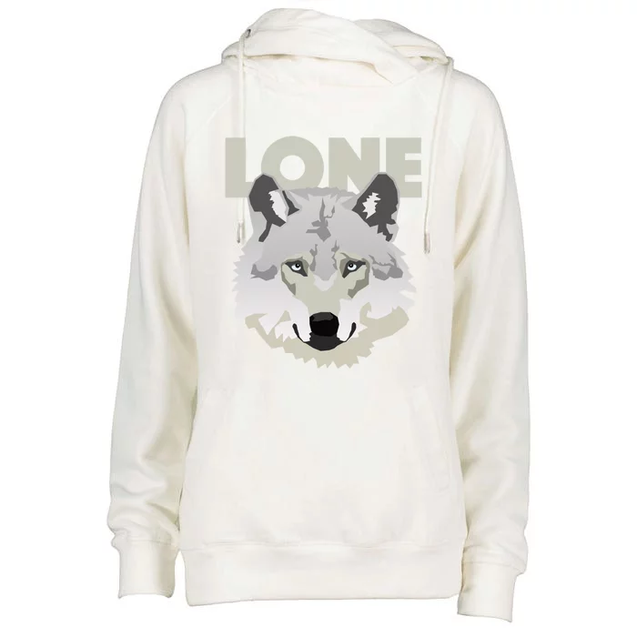 Graphic Lone Grey Wolf Sigma Male Gift Womens Funnel Neck Pullover Hood