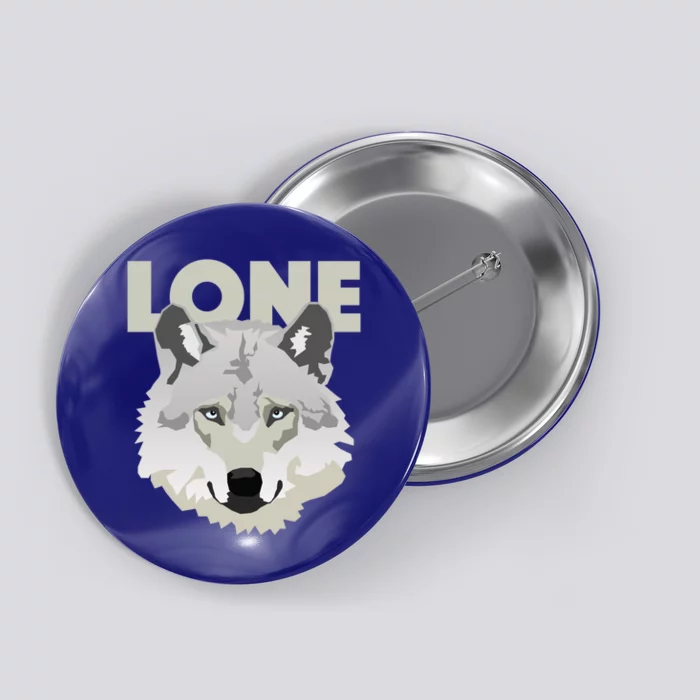 Graphic Lone Grey Wolf Sigma Male Gift Button