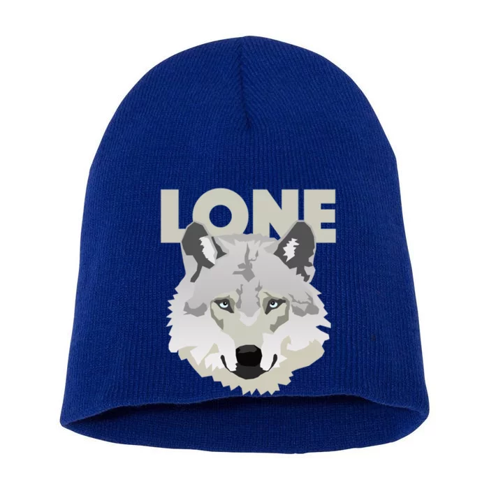 Graphic Lone Grey Wolf Sigma Male Gift Short Acrylic Beanie