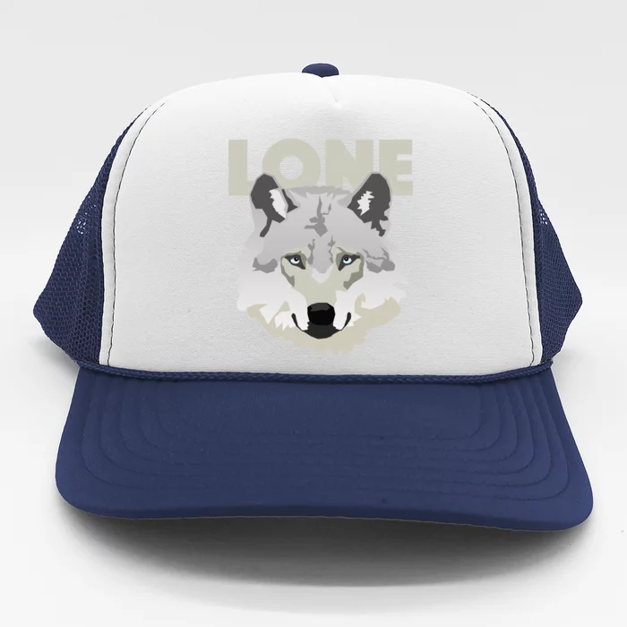 Graphic Lone Grey Wolf Sigma Male Gift Trucker Hat