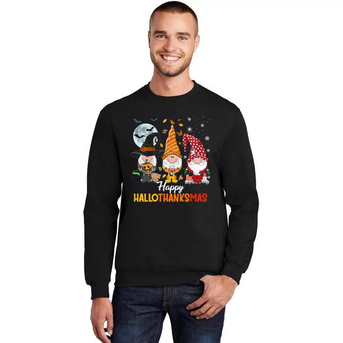 Gnomes Lover Halloween Merry Christmas Happy Hallothanksmas Sweatshirt