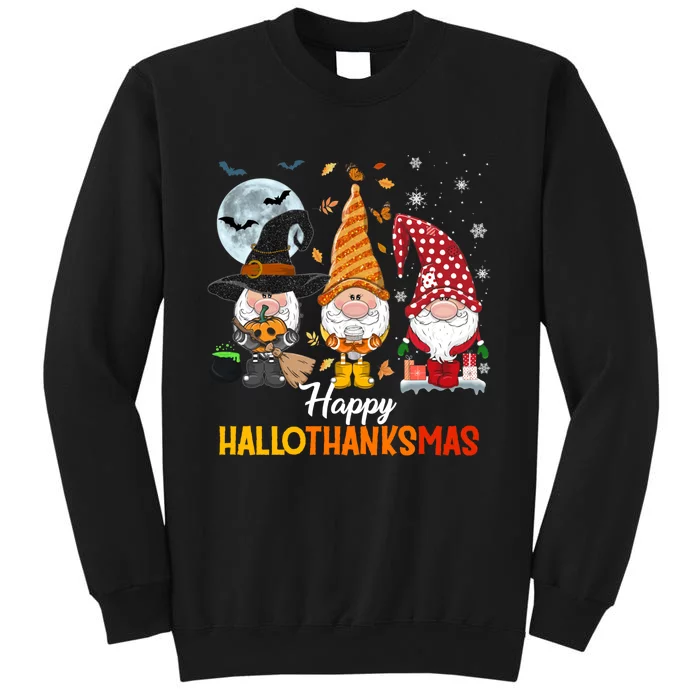 Gnomes Lover Halloween Merry Christmas Happy Hallothanksmas Sweatshirt