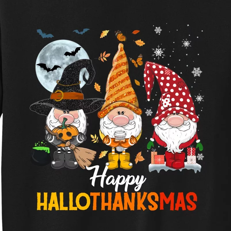 Gnomes Lover Halloween Merry Christmas Happy Hallothanksmas Tall Sweatshirt