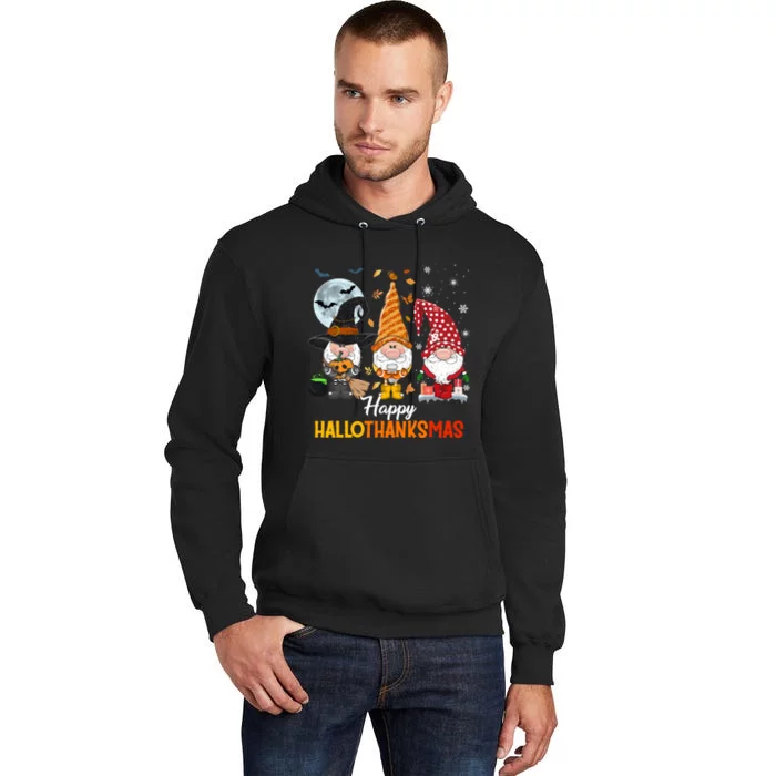 Gnomes Lover Halloween Merry Christmas Happy Hallothanksmas Tall Hoodie