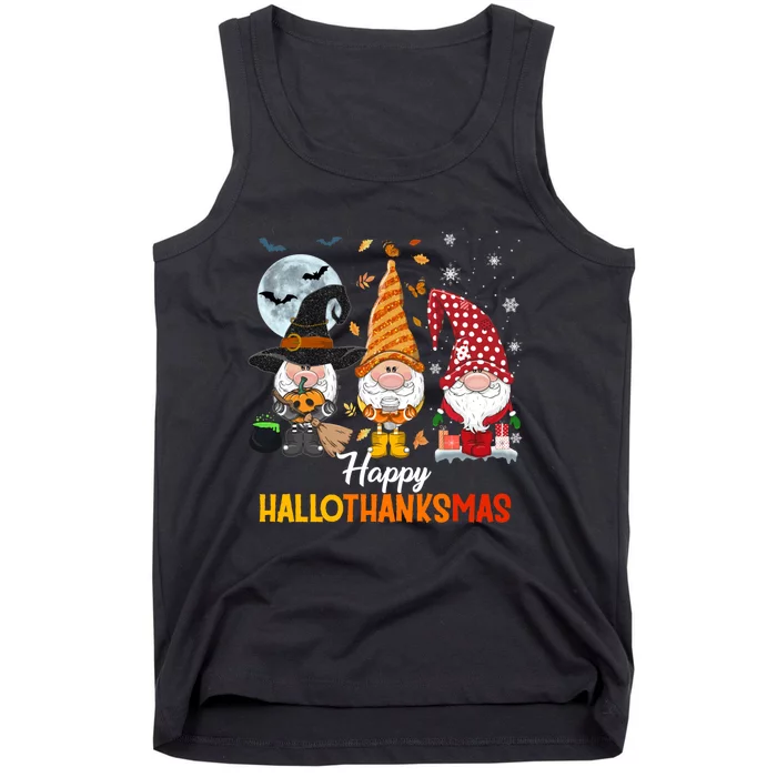 Gnomes Lover Halloween Merry Christmas Happy Hallothanksmas Tank Top