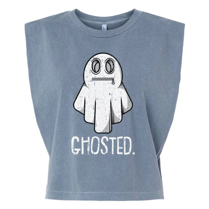 Ghosted Lazy Halloween Costume Funny Ghost Dating Pun Humor Garment-Dyed Women's Muscle Tee