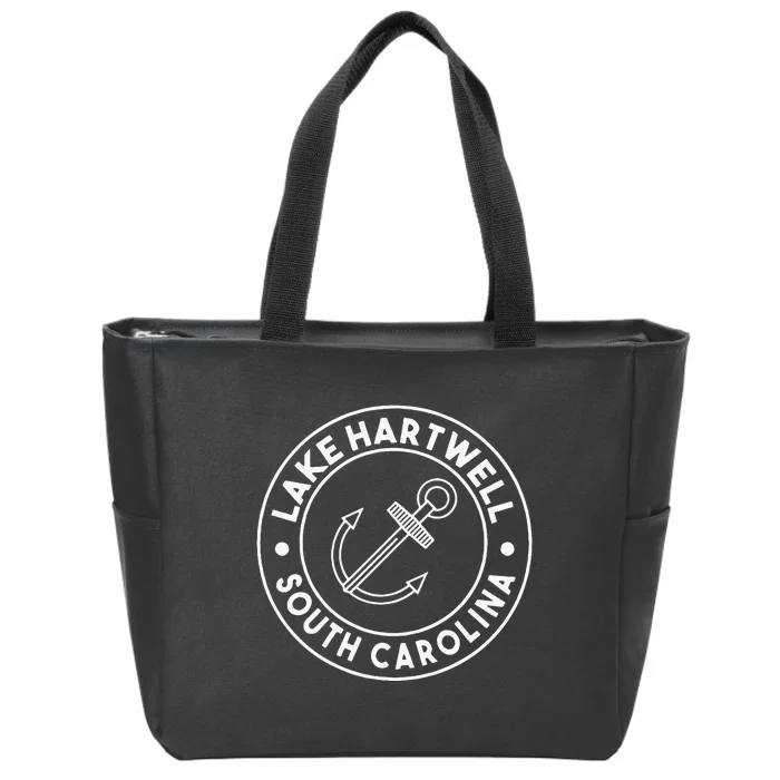 Graphic Lake Hartwell South Carolina Pocket Souvenir Zip Tote Bag