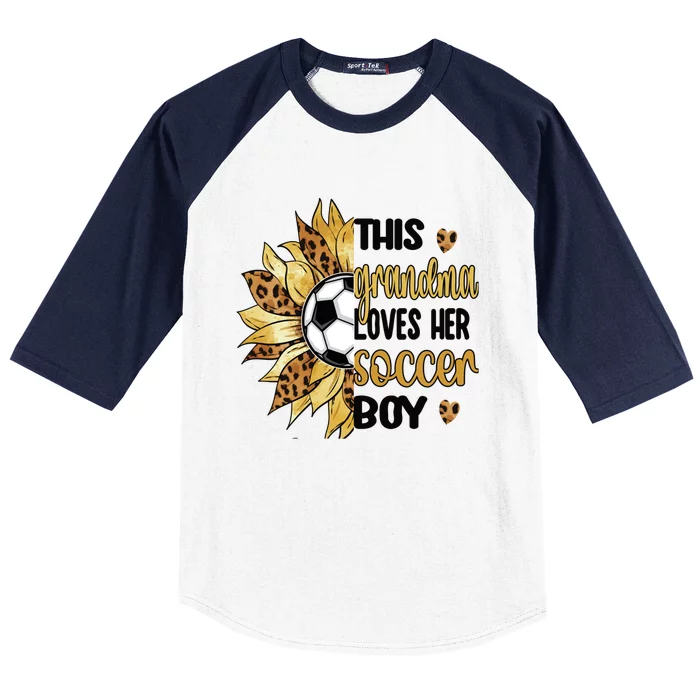 Grandma Loves Her Soccer Boy Soccer Player Grandmother Great Gift Baseball Sleeve Shirt