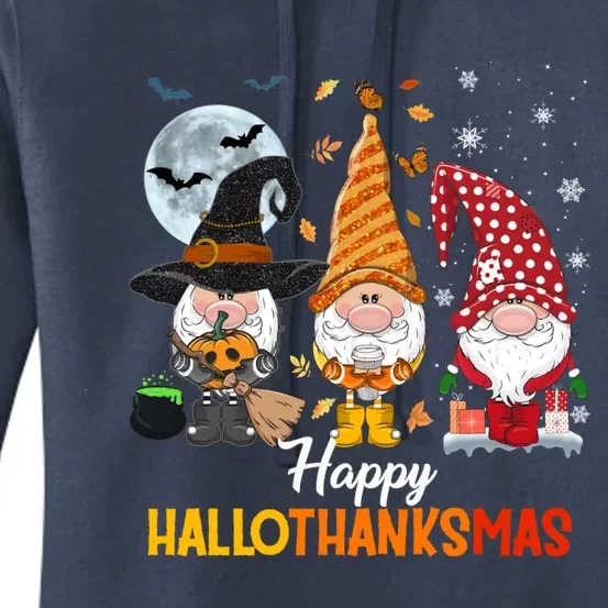 Gnomes Lover Halloween Merry Christmas Happy Hallothanksmas Women's Pullover Hoodie