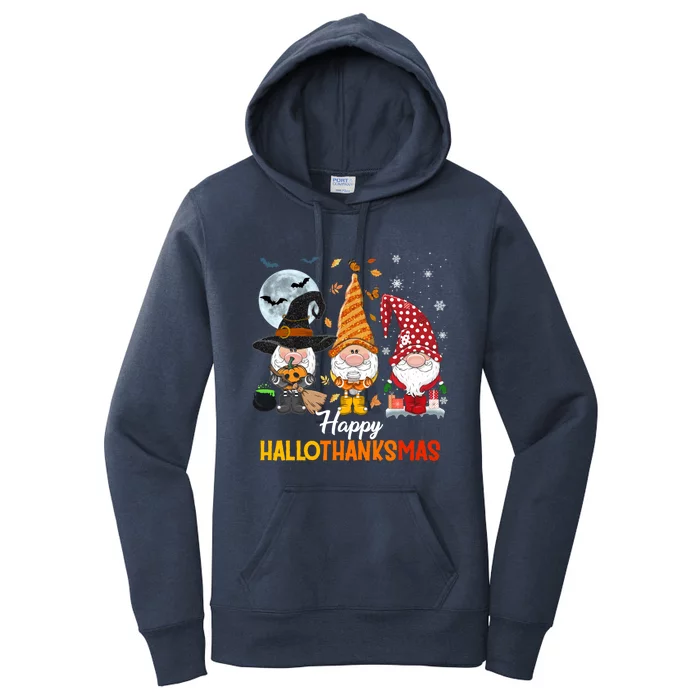 Gnomes Lover Halloween Merry Christmas Happy Hallothanksmas Women's Pullover Hoodie