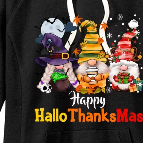 Gnomes Lover Halloween Merry Christmas Happy Hallothanksmas Women's Fleece Hoodie