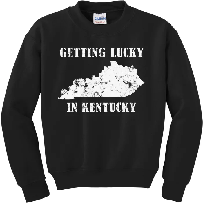 Getting Lucky In Kentucky Distressed Kentucky Kids Sweatshirt