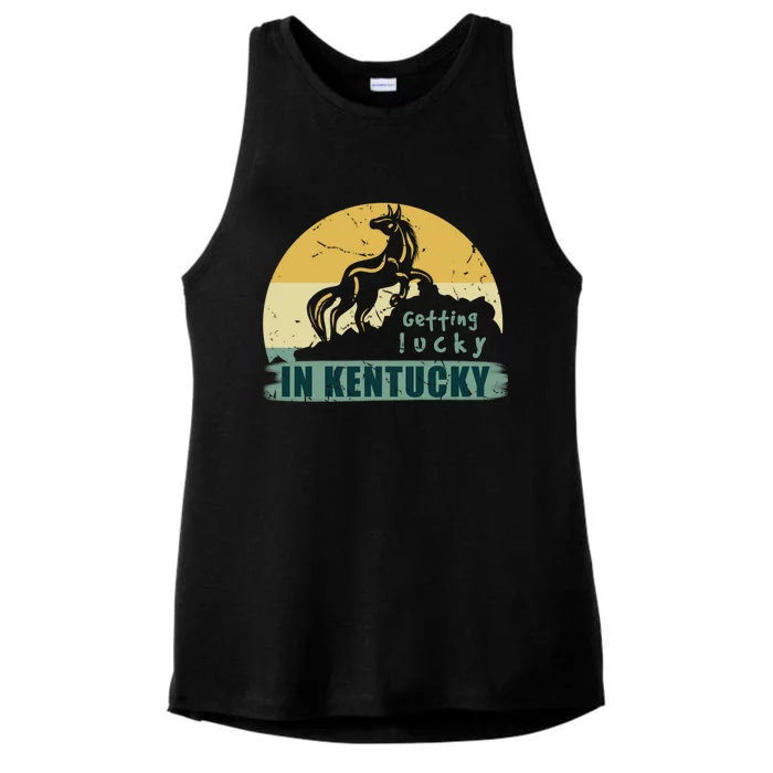 Gettin Lucky In Kentucky Horse Racing Derby Kentucky Day Gift Ladies Tri-Blend Wicking Tank