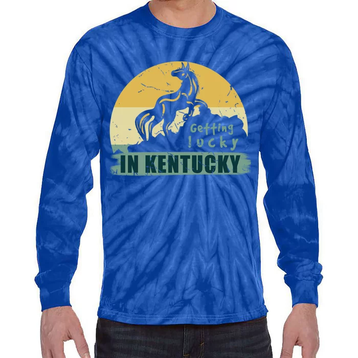 Gettin Lucky In Kentucky Horse Racing Derby Kentucky Day Gift Tie-Dye Long Sleeve Shirt