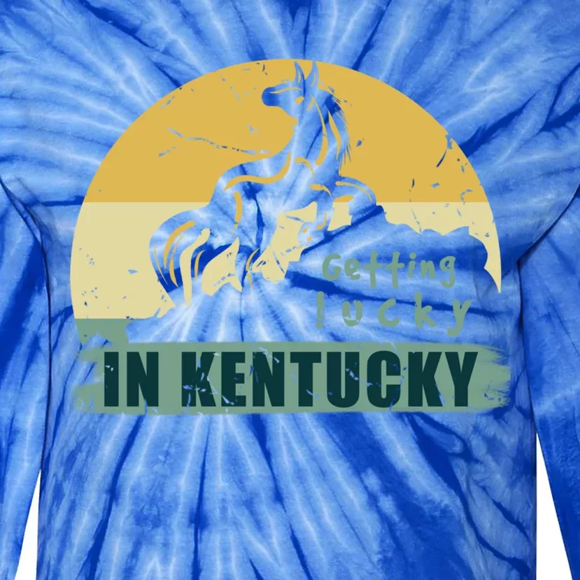 Gettin Lucky In Kentucky Horse Racing Derby Kentucky Day Gift Tie-Dye Long Sleeve Shirt