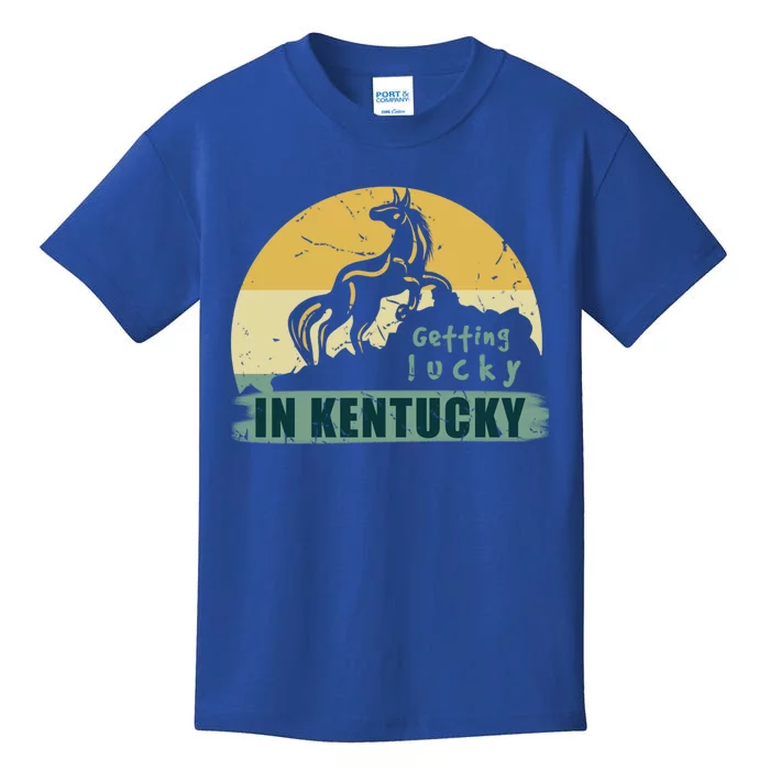 Gettin Lucky In Kentucky Horse Racing Derby Kentucky Day Gift Kids T-Shirt