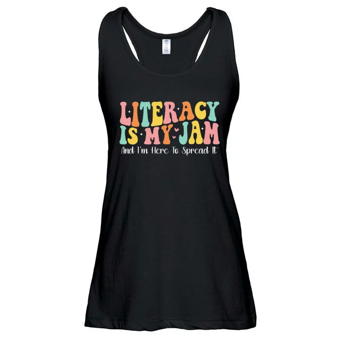 Groovy Literacy Is My Jam And IM Here To Spread It Ladies Essential Flowy Tank