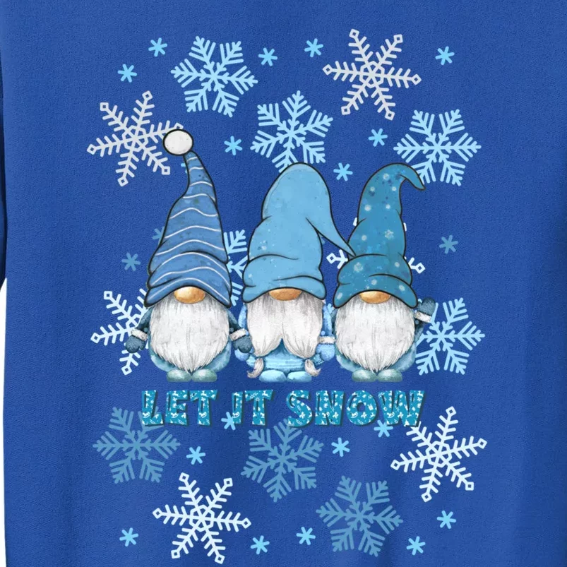 Gnome Let It Snow Snowflakes Blue Holiday Winter Gift Sweatshirt