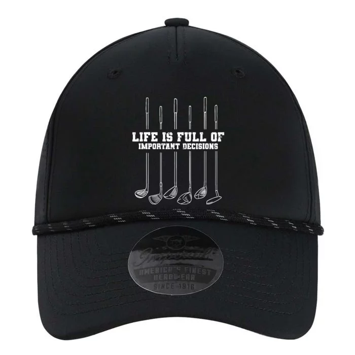 Golfing Life Is Full Of Important Decisions Funny Golf Gift Performance The Dyno Cap