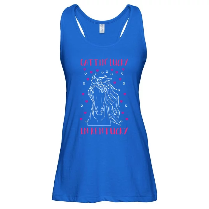 Gattin’ Lucky In Kentucky Horse Owner Lover Jockey Cute Gift Ladies Essential Flowy Tank