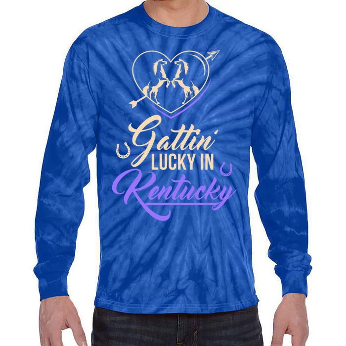 Gattin’ Lucky In Kentucky Horse Racing Derby Racetrack Gift Tie-Dye Long Sleeve Shirt