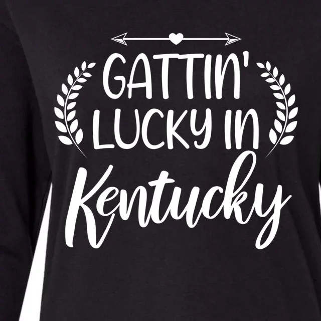 Gattin’ Lucky In Kentucky Horses Racing Race Derby Day Fun Cute Gift Womens Cotton Relaxed Long Sleeve T-Shirt