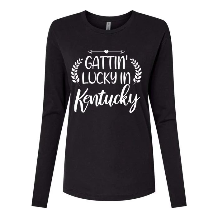 Gattin’ Lucky In Kentucky Horses Racing Race Derby Day Fun Cute Gift Womens Cotton Relaxed Long Sleeve T-Shirt