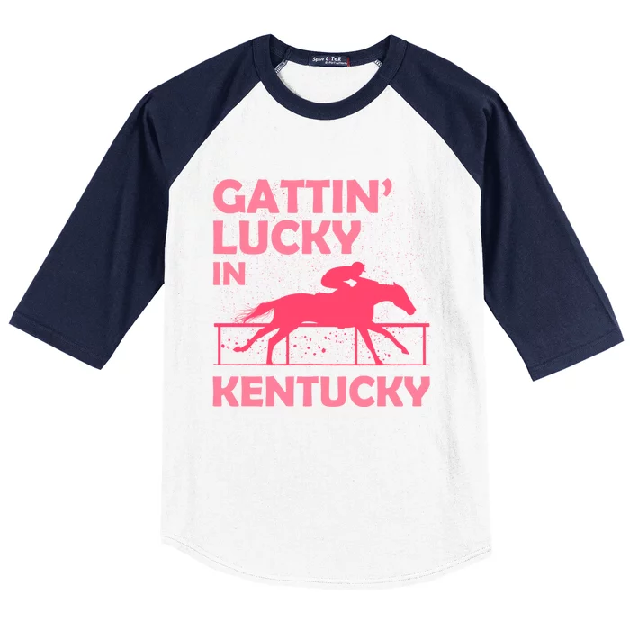 Gattin’ Lucky In Kentucky I Cute Pride Horse Derby Day Gift Baseball Sleeve Shirt