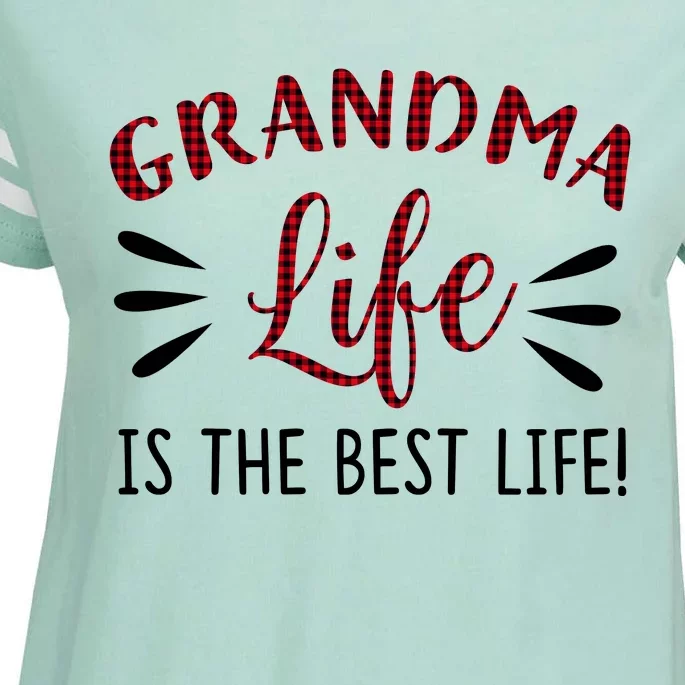 Grandma Life Is The Best Life Red Plaid Mother's Day Gift Enza Ladies Jersey Football T-Shirt