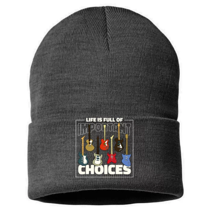 Guitar Life Is Full Of Important Choices Sustainable Knit Beanie