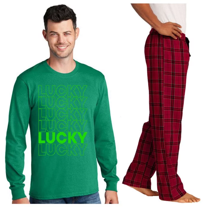 Green Lucky Irish Green Lucky Shamrock St Patrick's Day Long Sleeve Pajama Set