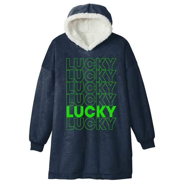 Green Lucky Irish Green Lucky Shamrock St Patrick's Day Hooded Wearable Blanket