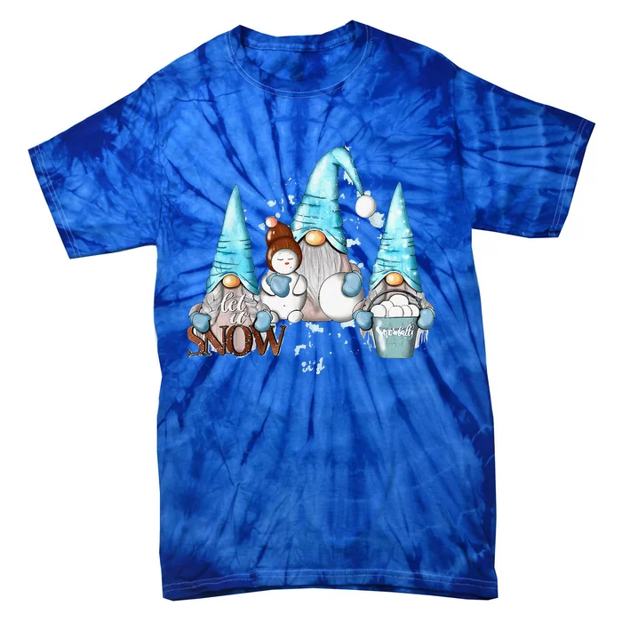 Gnomes Let It Snow Christmas Snowman Funny Family Pajama Tie-Dye T-Shirt