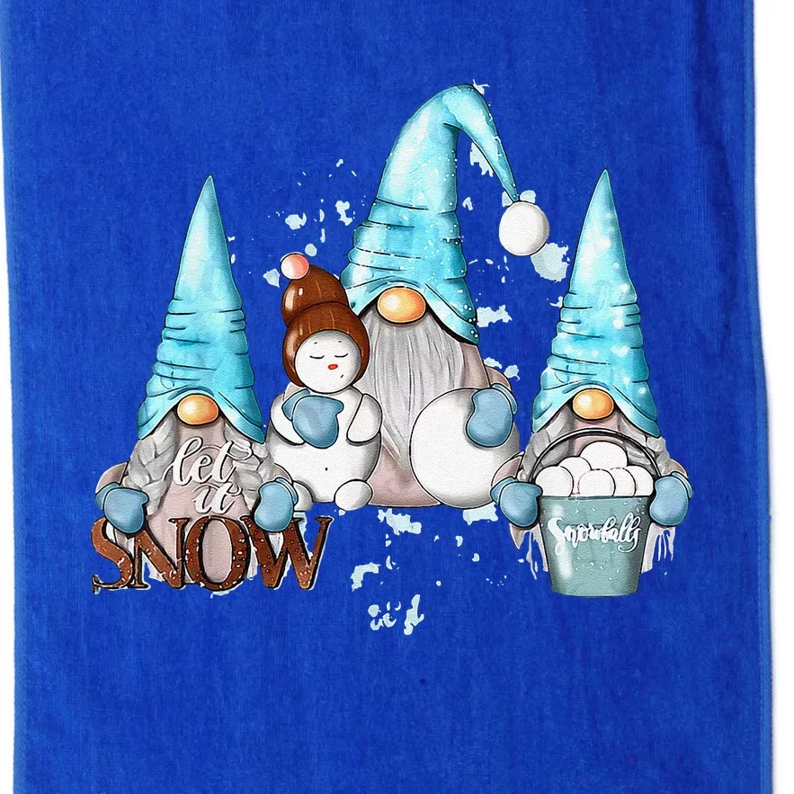 Gnomes Let It Snow Christmas Snowman Funny Family Pajama Platinum Collection Golf Towel