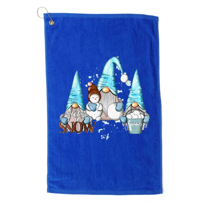 Gnomes Let It Snow Christmas Snowman Funny Family Pajama Platinum Collection Golf Towel