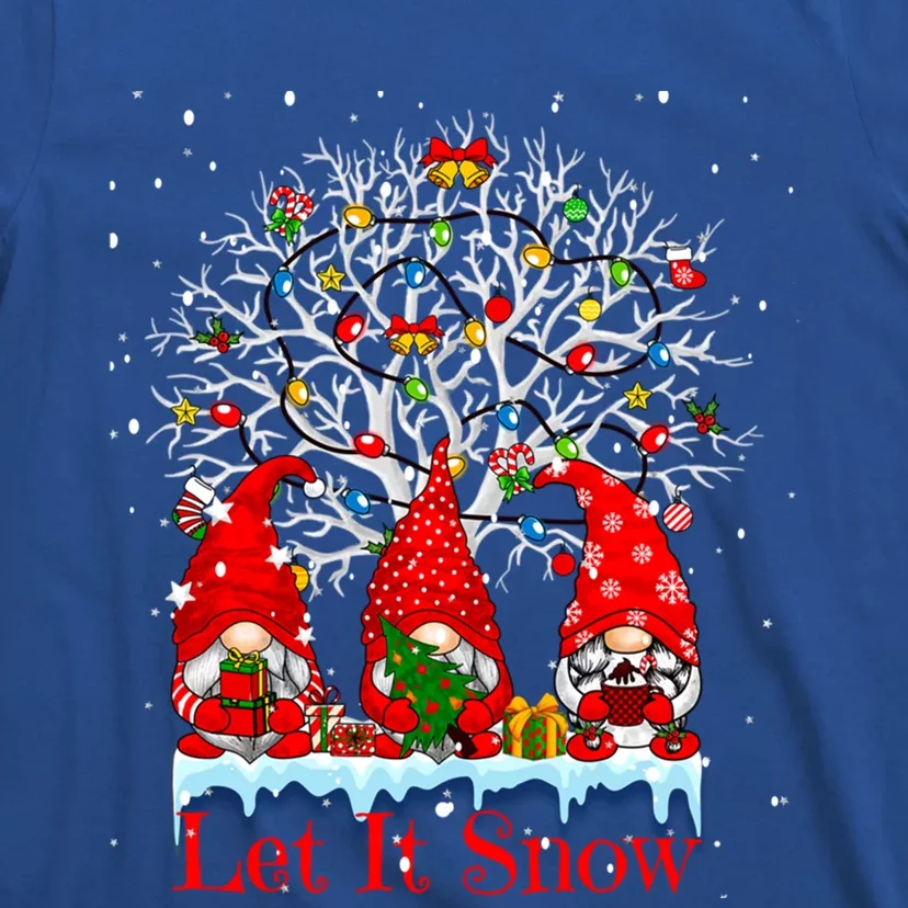 Gnome Let It Snow Christmas Lights Hanukkah Holiday Presents Cute Gift T-Shirt