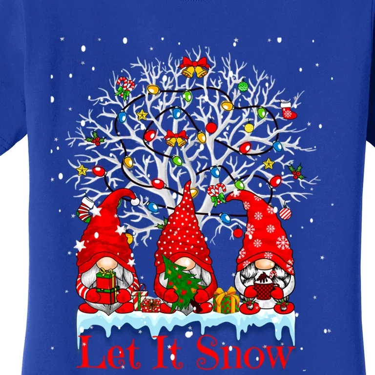 Gnome Let It Snow Christmas Lights Hanukkah Holiday Presents Cute Gift Women's T-Shirt