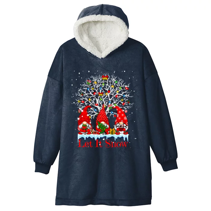 Gnome Let It Snow Christmas Lights Hanukkah Holiday Presents Cute Gift Hooded Wearable Blanket