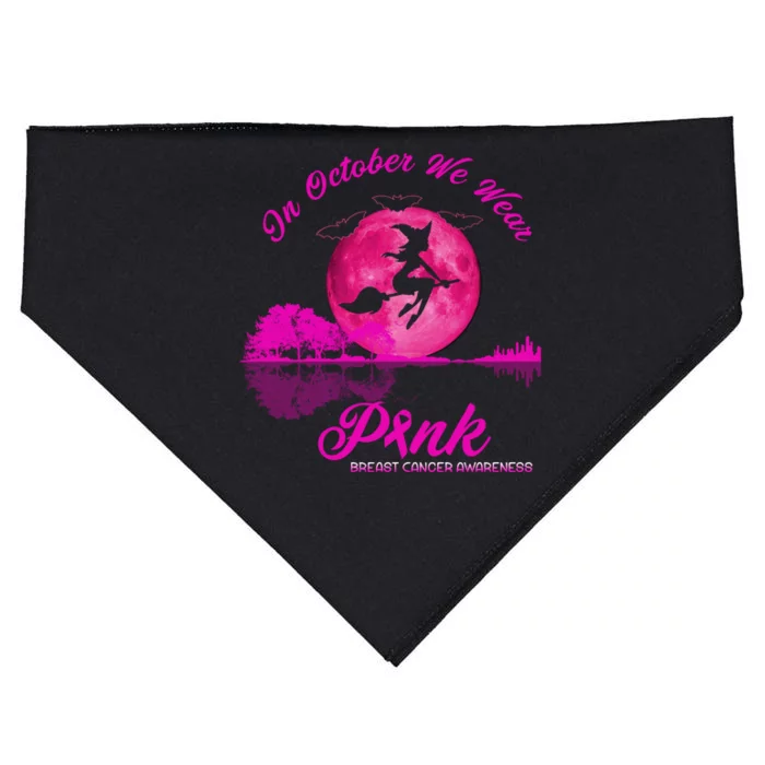 Guitar Lake In October We Wear Pink Breast Cancer Halloween USA-Made Doggie Bandana