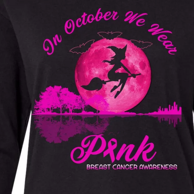 Guitar Lake In October We Wear Pink Breast Cancer Halloween Womens Cotton Relaxed Long Sleeve T-Shirt